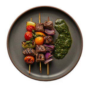 Pinchos de Ternera y vegetales