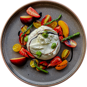 Burrata fresca con vegetales