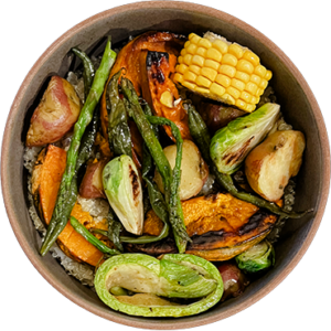 Ensalada de estación con quinoa y dressing de naranja