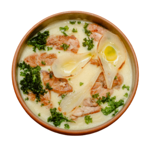 Mollejas grilladas con cremoso de patatas y gouda